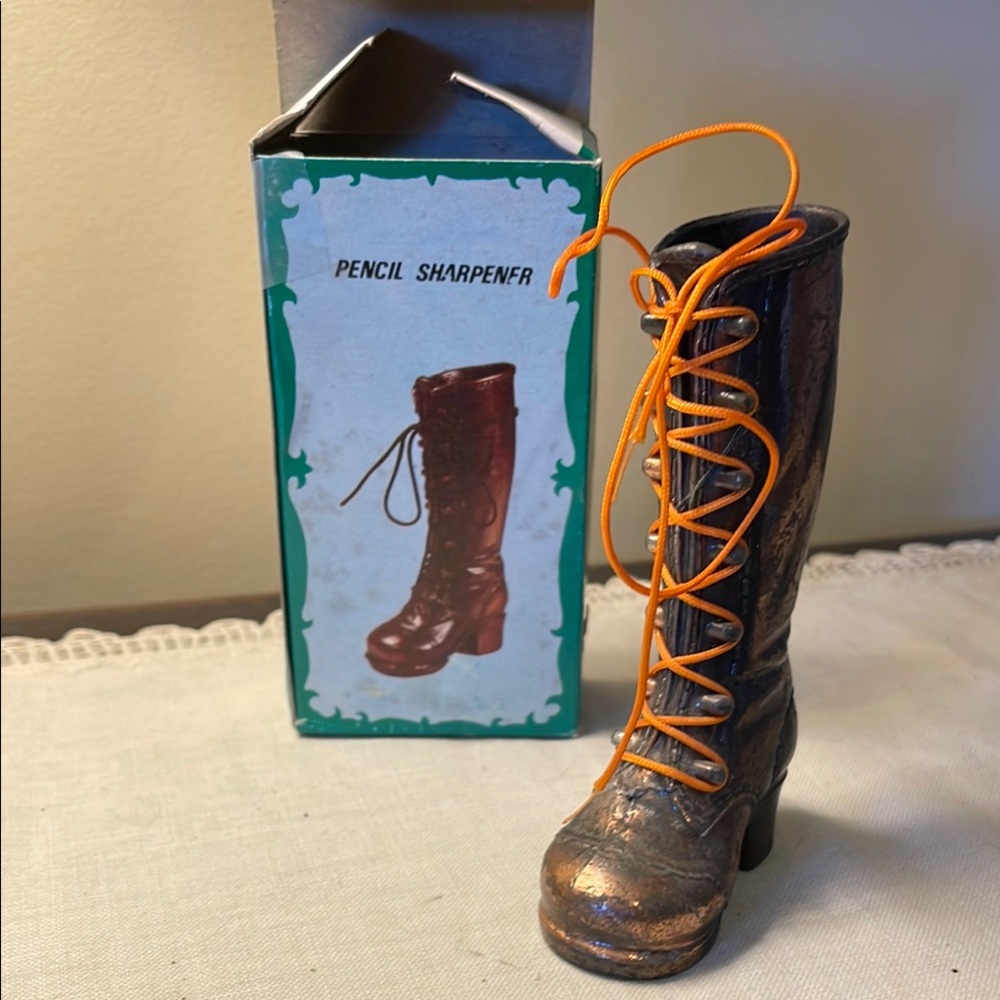 Vintage Miniature Die Cast Lace-up Boot Pencil Sharpener